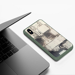 Чехол iPhone XS Max матовый Футуристическая архитектура будущего, цвет: 3D-темно-зеленый — фото 2