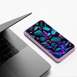 Чехол iPhone XS Max матовый Неоновые камни, цвет: 3D-сиреневый — фото 2