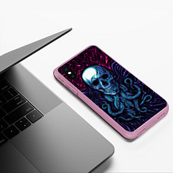 Чехол iPhone XS Max матовый Череп с щупальцами арт, цвет: 3D-розовый — фото 2