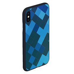Чехол iPhone XS Max матовый Синий прямоугольный паттерн, цвет: 3D-черный — фото 2