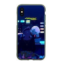 Чехол iPhone XS Max матовый Cyberpunk: Edgerunners Дэвид и Люси, цвет: 3D-темно-зеленый