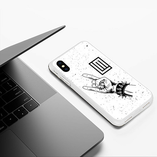 Чехол iPhone XS Max матовый Lindemann и рок символ / 3D-Белый – фото 3