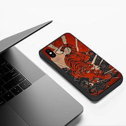 Чехол iPhone XS Max матовый Тигр в японском стиле, цвет: 3D-черный — фото 2