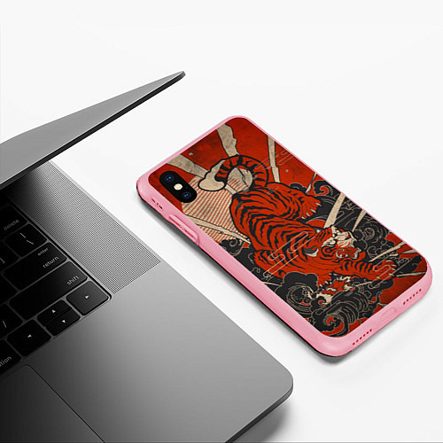 Чехол iPhone XS Max матовый Тигр в японском стиле / 3D-Баблгам – фото 3