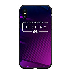 Чехол iPhone XS Max матовый Destiny gaming champion: рамка с лого и джойстиком, цвет: 3D-черный