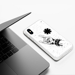 Чехол iPhone XS Max матовый Red Hot Chili Peppers и рок символ, цвет: 3D-белый — фото 2