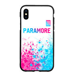 Чехол iPhone XS Max матовый Paramore neon gradient style: символ сверху, цвет: 3D-черный