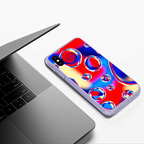 Чехол iPhone XS Max матовый Объемные цветные пузыри / 3D-Светло-сиреневый – фото 3