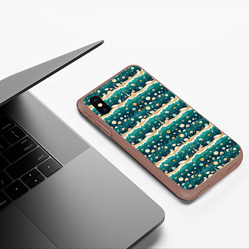 Чехол iPhone XS Max матовый Море и ракушки / 3D-Коричневый – фото 3