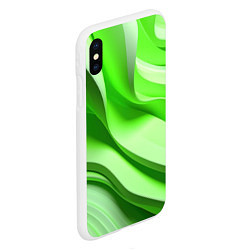 Чехол iPhone XS Max матовый Светлые зеленые волны, цвет: 3D-белый — фото 2