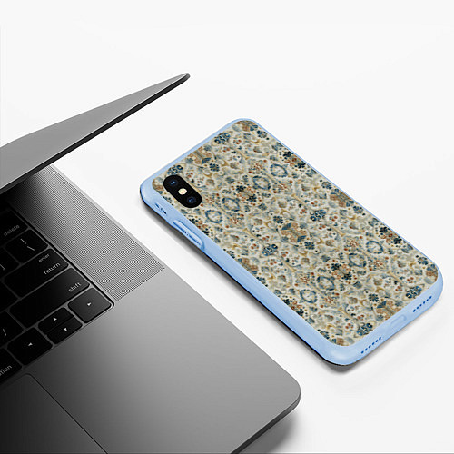 Чехол iPhone XS Max матовый Царские узоры / 3D-Голубой – фото 3
