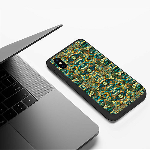 Чехол iPhone XS Max матовый Мозаика из самоцветов / 3D-Черный – фото 3