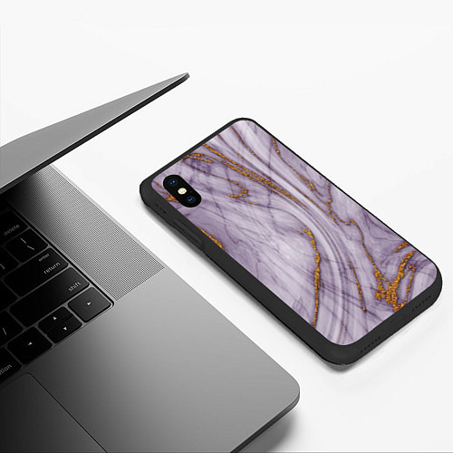 Чехол iPhone XS Max матовый Grey golden style / 3D-Черный – фото 3