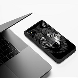 Чехол iPhone XS Max матовый Спокойный уверенный волк, цвет: 3D-черный — фото 2