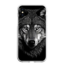Чехол iPhone XS Max матовый Спокойный уверенный волк, цвет: 3D-белый