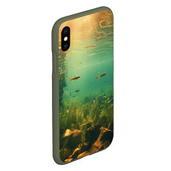 Чехол iPhone XS Max матовый Рыбки в море, цвет: 3D-темно-зеленый — фото 2