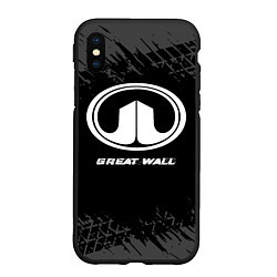 Чехол iPhone XS Max матовый Great Wall speed на темном фоне со следами шин, цвет: 3D-черный