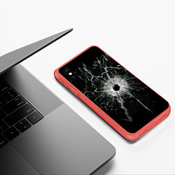 Чехол iPhone XS Max матовый Осколки стекла, цвет: 3D-красный — фото 2