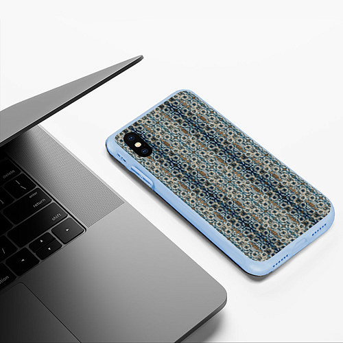 Чехол iPhone XS Max матовый Мраморные цепи / 3D-Голубой – фото 3