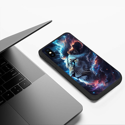 Чехол iPhone XS Max матовый Galactic lion / 3D-Черный – фото 3