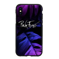 Чехол iPhone XS Max матовый Pink Floyd neon monstera