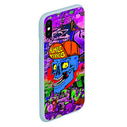 Чехол iPhone XS Max матовый Humble minds - skull - graffiti, цвет: 3D-голубой — фото 2