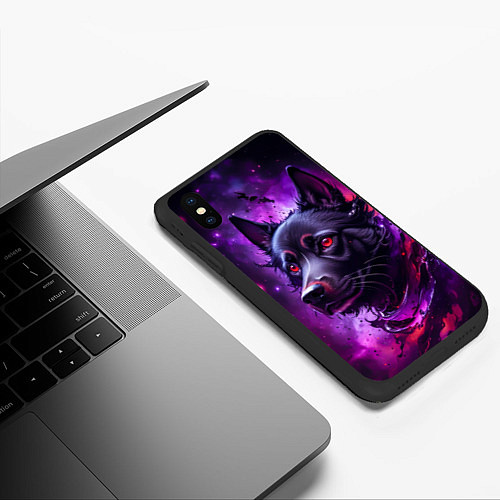 Чехол iPhone XS Max матовый Собака космос / 3D-Черный – фото 3