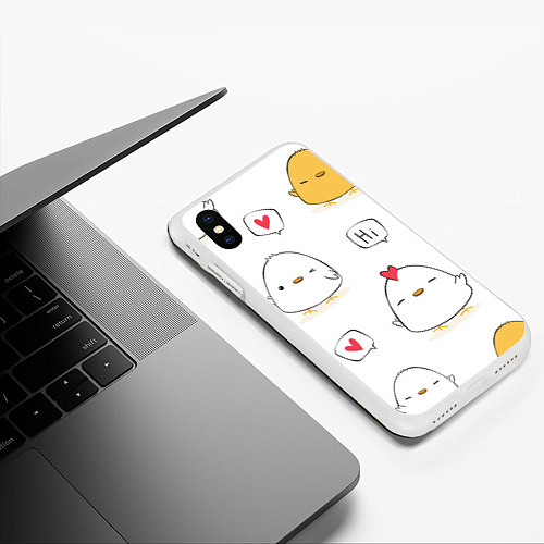 Чехол iPhone XS Max матовый Привет цыпленок / 3D-Белый – фото 3