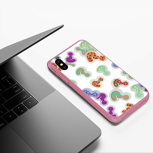 Чехол iPhone XS Max матовый Вопросики / 3D-Малиновый – фото 3