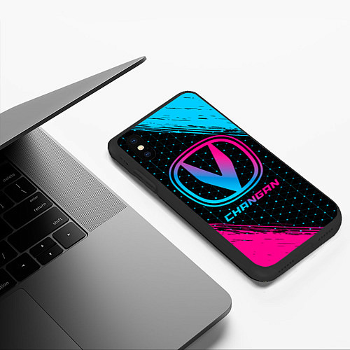 Чехол iPhone XS Max матовый Changan - neon gradient / 3D-Черный – фото 3