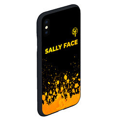 Чехол iPhone XS Max матовый Sally Face - gold gradient: символ сверху, цвет: 3D-черный — фото 2