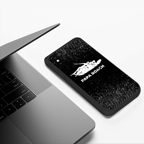 Чехол iPhone XS Max матовый Papa Roach с потертостями на темном фоне / 3D-Черный – фото 3
