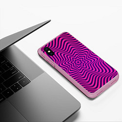 Чехол iPhone XS Max матовый Абстрактный фиолетовый узор, цвет: 3D-розовый — фото 2