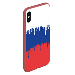 Чехол iPhone XS Max матовый Флаг России - потёки, цвет: 3D-красный — фото 2