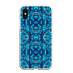 Чехол iPhone XS Max матовый Синий калейдоскоп, цвет: 3D-белый