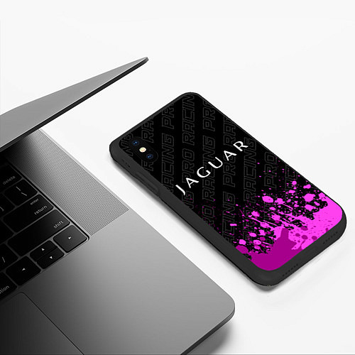 Чехол iPhone XS Max матовый Jaguar pro racing: символ сверху / 3D-Черный – фото 3