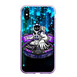 Чехол iPhone XS Max матовый Space DJ - neon starfall, цвет: 3D-сиреневый