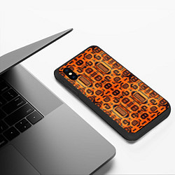 Чехол iPhone XS Max матовый Оранжевый киберпанк, цвет: 3D-черный — фото 2