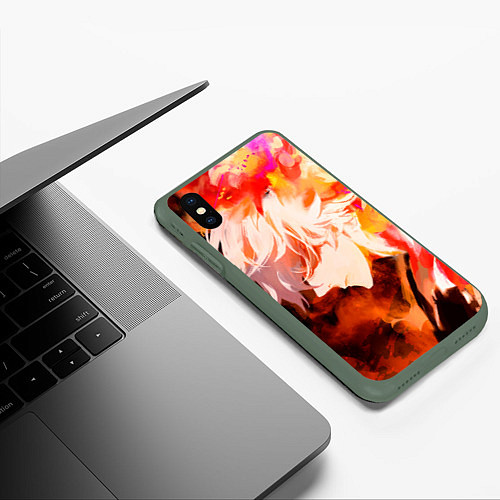 Чехол iPhone XS Max матовый Адский Рай Габимару / 3D-Темно-зеленый – фото 3