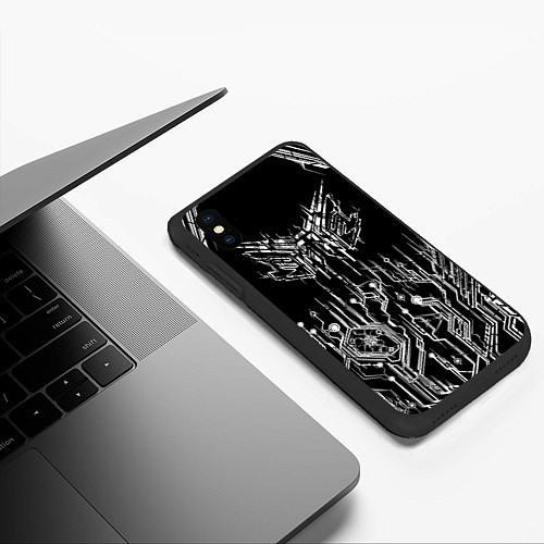 Чехол iPhone XS Max матовый Киберпанк-модерн / 3D-Черный – фото 3
