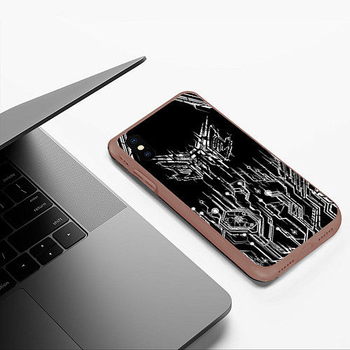 Чехол iPhone XS Max матовый Киберпанк-модерн / 3D-Коричневый – фото 3