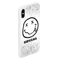 Чехол iPhone XS Max матовый Nirvana с потертостями на светлом фоне, цвет: 3D-белый — фото 2