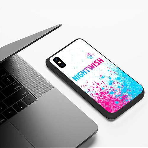 Чехол iPhone XS Max матовый Nightwish neon gradient style: символ сверху / 3D-Черный – фото 3