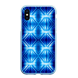 Чехол iPhone XS Max матовый Ярко-синий светящийся узор, цвет: 3D-голубой