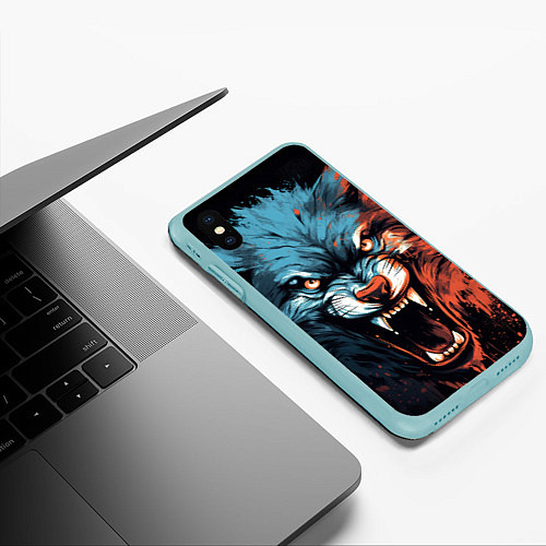 Чехол iPhone XS Max матовый Fantasy wolf / 3D-Мятный – фото 3