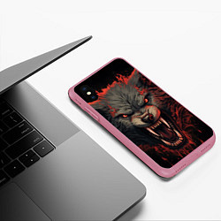 Чехол iPhone XS Max матовый Серый волк, цвет: 3D-малиновый — фото 2