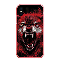 Чехол iPhone XS Max матовый Red wolf, цвет: 3D-баблгам