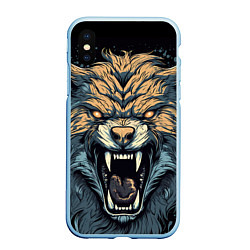 Чехол iPhone XS Max матовый Серый волк, цвет: 3D-голубой