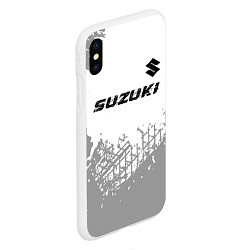 Чехол iPhone XS Max матовый Suzuki speed на светлом фоне со следами шин: симво, цвет: 3D-белый — фото 2