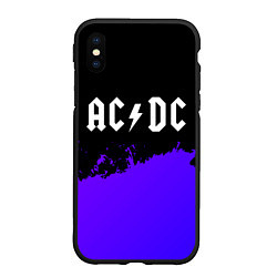 Чехол iPhone XS Max матовый AC DC purple grunge, цвет: 3D-черный